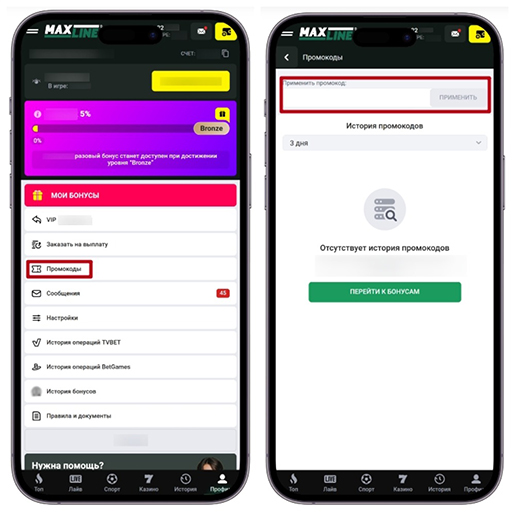 Ввод промокода